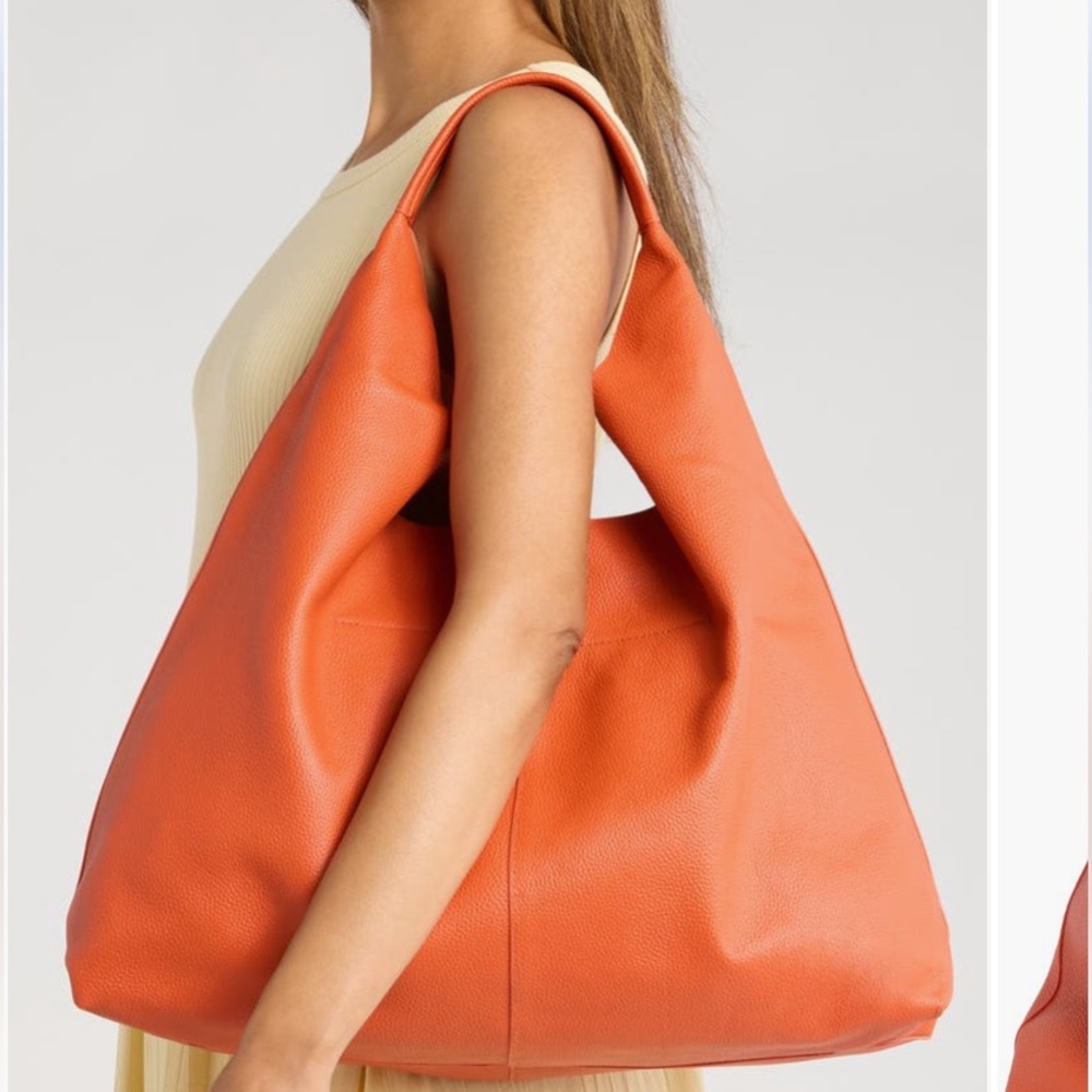 NWT Kurt Geiger All Leather The Violet Slouch Hobo Bag In Orange - Picture 3 of 11